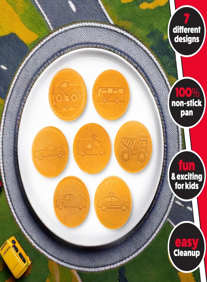 كوتشينا برو صينية بان كيك صغيرة على شكل سيارات وشاحنات - اصنع 7 سيارات بان كيك فريدة، صينية غير لاصقة لصنع البانكيك بمقبض طويل لوجبة إفطار ممتعة وسهلة التنظيف، وجبة صباحية مميزة أو هدية خبز خاصة للأطفال في عيد الميلاد - Image 3